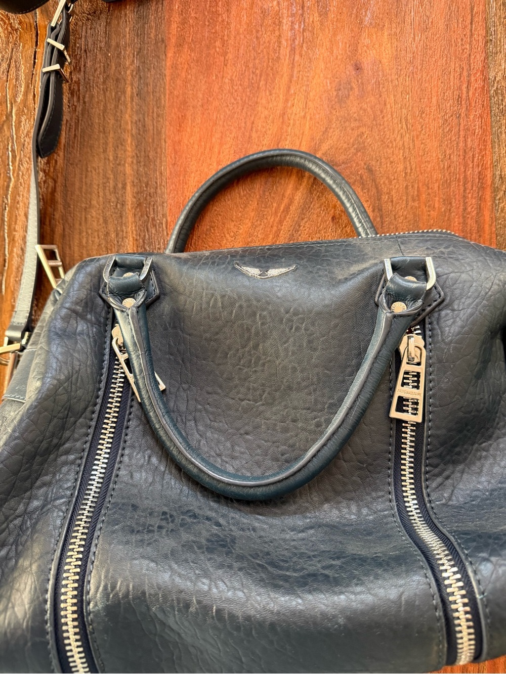 Zadig & Voltaire Black Textured Leather Top-Handle Satchel